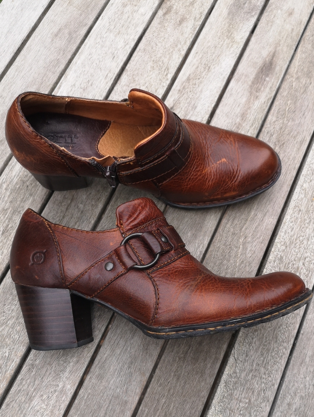 Born brown leather ankle boots
